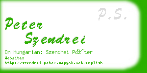 peter szendrei business card